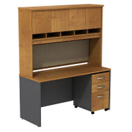 Bush Business Furniture Series C Package Desk with Hutch and Mobile File Cabinet in Natural Cherry 60"W x 24"D - SRC014NCSU
