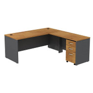 Bush Business Furniture Series C Package L-Shaped Desk with 48" Return and Mobile File Cabinet in Natural Cherry 72"W- SRC001NCSU