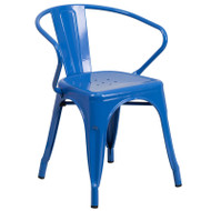 Flash Furniture Blue Metal Indoor-Outdoor Chair with Arms - CH-31270-BL-GG