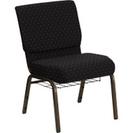 Flash Furniture Hercules Series 21 Extra Wide Black Dot Fabric Chair with Book Basket - FD-CH0221-4-GV-S0806-BAS-GG