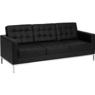Flash Furniture Lacey Series Contemporary Black Leather Sofa with Stainless Steel Frame - ZB-LACEY-831-2-SOFA-BK-GG
