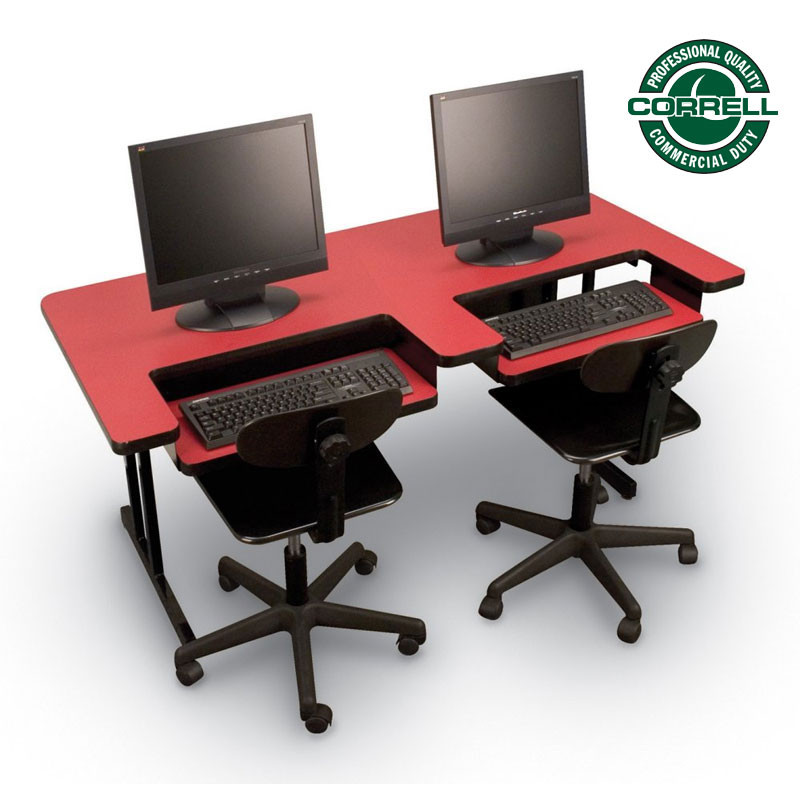 Correll High-Pressure Bi-level Desk with Two Keyboard Trays BL3060-2 Ships  Free!