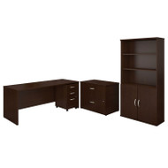 Bush Business Furniture Series C Package Desk with File Storage and Bookcase Package Mocha Cherry - SRC097MRSU