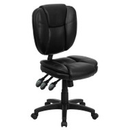Flash Furniture Mid-Back Black Leather Multi-Functional Ergonomic Task Chair - GO-930F-BK-LEA-GG