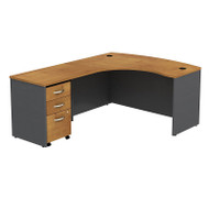 Bush Business Furniture Series C Package L-Shaped Desk with Mobile File Cabinet Left Natural Cherry - SRC007NCLSU