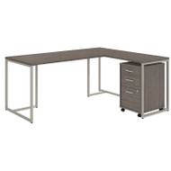 Kathy Ireland by Bush Method Collection 72W L-Shaped Desk with Mobile Pedestal Cocoa - MTH018COSU