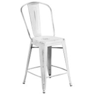 Flash Furniture Distressed White Metal Indoor-Outdoor Counter Height Chair 24"H - ET-3534-24-WH-GG