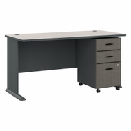 Bush Business Furniture Series A Desk with Mobile File Cabinet in Slate and White Spectrum 60" - SRA003SLSU