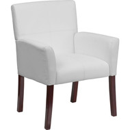 Flash Furniture White Leather Executive Reception Chair with Mahogany Legs - BT-353-WH-GG