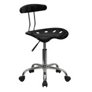 Flash Furniture Vibrant Black and Chrome Computer Task Chair with Tractor Seat - LF-214-BLK-GG