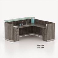 Mayline Medina Laminate Reception Desk with Return and 1 Box/Box/ File and 1 File/File Pedestal Drawer Grey Steel - MNRSLBF-LGS