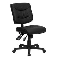 Flash Furniture Mid-Back Black Leather Multi-Functional Task Chair - GO-1574-BK-GG