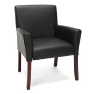 OFM Essentials Executive Black Leather Guest Chair with Arms - ESS-9025-BLK
