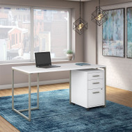Kathy Ireland by Bush Method Collection 60W Desk with Mobile Pedestal White - MTH001WHSU