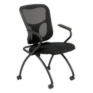 Eurotech by Raynor Eurotech Flip with Arms Mesh Back Fabric Seat Nesting Chair (2-pack) - NT5000ARM-BLK