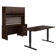 Bush Business Furniture Series C Package Adjustable Height Desk, Credenza, Hutch and Storage Mocha Cherry - SRC107MRSSU