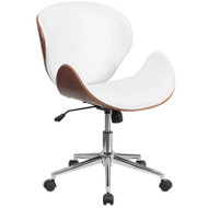 Flash Furniture Mid-Back Walnut Wood Swivel Conference Chair White - SD-SDM-2240-5-WH-GG