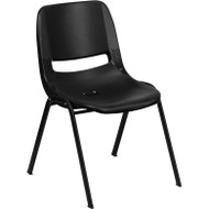 Flash Furniture HERCULES Ergonomic Shell Stack Chair Black - RUT-EO1-BK-GG