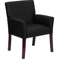 Flash Furniture Black Executive Side Chair or Reception Chair with Mahogany Legs - BT-353-BK-LEA-GG