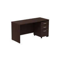 Bush Business Furniture Series C Package Desk with Mobile File Cabinet in Mocha Cherry 60"W x 24"D - SRC025MRSU