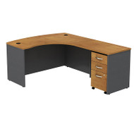 Bush Business Furniture Series C Package L-Shaped Desk with Mobile File Cabinet Right Natural Cherry - SRC007NCRSU