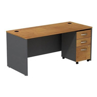 Bush Business Furniture Series C Package Desk with Mobile File Cabinet in Natural Cherry 66"W x 30"D - SRC015NCSU