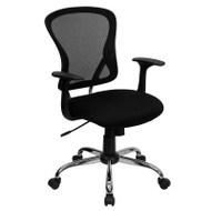 Flash Furniture Mid-Back Black Mesh Office Chair with Chrome Finished Base - H-8369F-BLK-GG