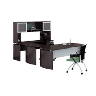 Mayline Medina Executive 72" Desk with Right Bridge, 72 Credenza, 72 Hutch, Center Drawer,  Box/Box/File, and 2 Corner Supports, Mocha  - MNT36-LDC