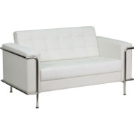 Flash Furniture Lesley Series Contemporary White Leather Love Seat - ZB-LESLEY-8090-LS-WH-GG