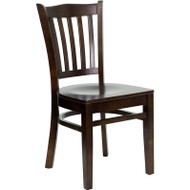 Flash Furniture Wood Vertical Back Chair with Walnut Finish and Walnut Wood Seat - XU-DGW0008VRT-WAL-GG
