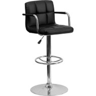 Flash Furniture Contemporary Quilted Vinyl Adjustable Height Barstool with Arms Black - CH-102029-BK-GG