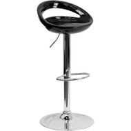 Flash Furniture Contemporary Black Plastic Adjustable Height Barstool with Chrome Base - CH-TC3-1062-BK-GG