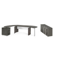 Mayline Medina Executive 72" Desk with Left Return, Right Extension, Drawer, and Cabinet Gray Steel  - MNT8-LGS