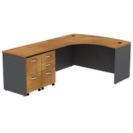 Bush Business Furniture Series C Package L-Shaped Bowfront Left with 2 Mobile Pedestals Natural Cherry - SRC034NCLSU