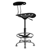Flash Furniture Vibrant Black and Chrome Drafting / Bar  Stool with Tractor Seat - LF-215-BLK-GG