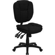 Flash Furniture Mid Back Black Fabric Multifunctional Ergonomic Task Chair - GO-930F-BK-GG