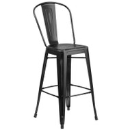 Flash Furniture Distressed Black Metal Indoor-Outdoor Bar Height Chair 30"H - ET-3534-30-BK-GG