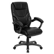 Flash Furniture High Back Black Leather Overstuffed Executive Office Chair - GO-724H-BK-LEA-GG