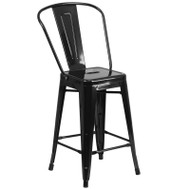 Flash Furniture Black Metal Indoor-Outdoor Counter Height Chair 24"H - CH-31320-24GB-BK-GG
