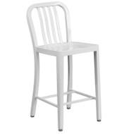 Flash Furniture White Metal Indoor-Outdoor Counter Height Stool 24"H (2-Pack) - CH-61200-24-WH-GG