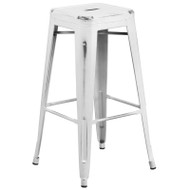 Flash Furniture Distressed White Metal Indoor-Outdoor Barstool 30"H - ET-BT3503-30-WH-GG