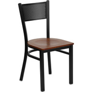 Flash Furniture Grid Back Metal Restaurant Chair with Cherry Wood Seat - XU-DG-60115-GRD-CHYW-GG