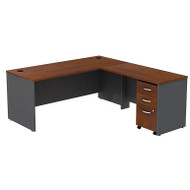 Bush Business Furniture Series C Executive L-Shaped Desk 72" with Return 48" and Mobile File Cabinet in Hansen Cherry - SRC001HCSU