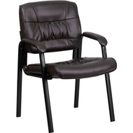 Flash Furniture Brown Leather Guest/Reception Chair with Black Frame Finish - BT-1404-BN-GG