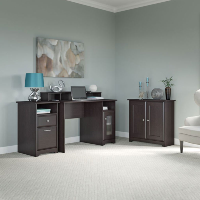 Bush Cab032epo Cabot Single Pedestal Desk Package Free Shipping