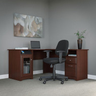 Bush Cabot Collection L-Shaped Desk 60"W with Chair Harvest Cherry - CAB039HVC