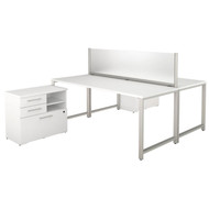 Bush 400 Series 72W X 30D 2 Person Workstation with Storage White - 400S141WH