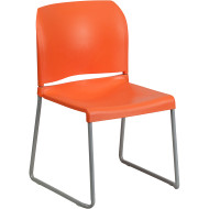 Flash Furniture Full Back Contoured Stack Chair with Sled Base Orange - RUT-238A-OR-GG
