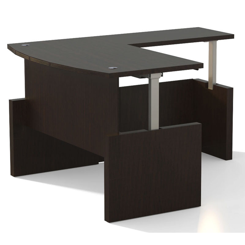 Mayline Aberdeen Bowfront Height Adjustable With Return 66 Mocha
