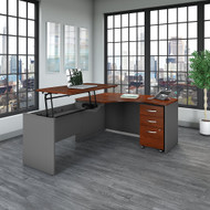 Bush Business Furniture Series C Executive L Shaped Desk 60" with Height Adjustable Bridge Left Hansen Cherry - SRC127HCSU